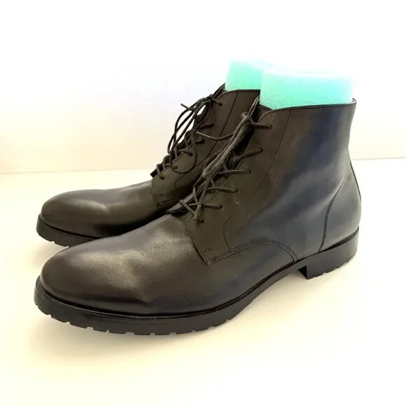 Dunross & Sons Mens Ankle Dress Shoes 11.5 Black Leather Lace Up NEW - Picture 2 of 8